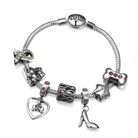 Smooth Metal Clasp Charm Bracelet