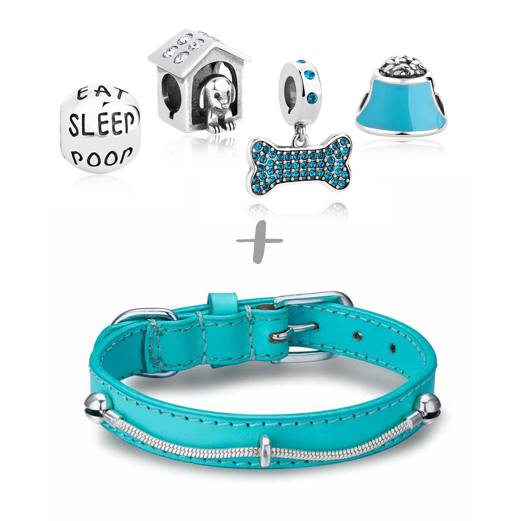 Bella Bone Blue Uptown Dog Collar